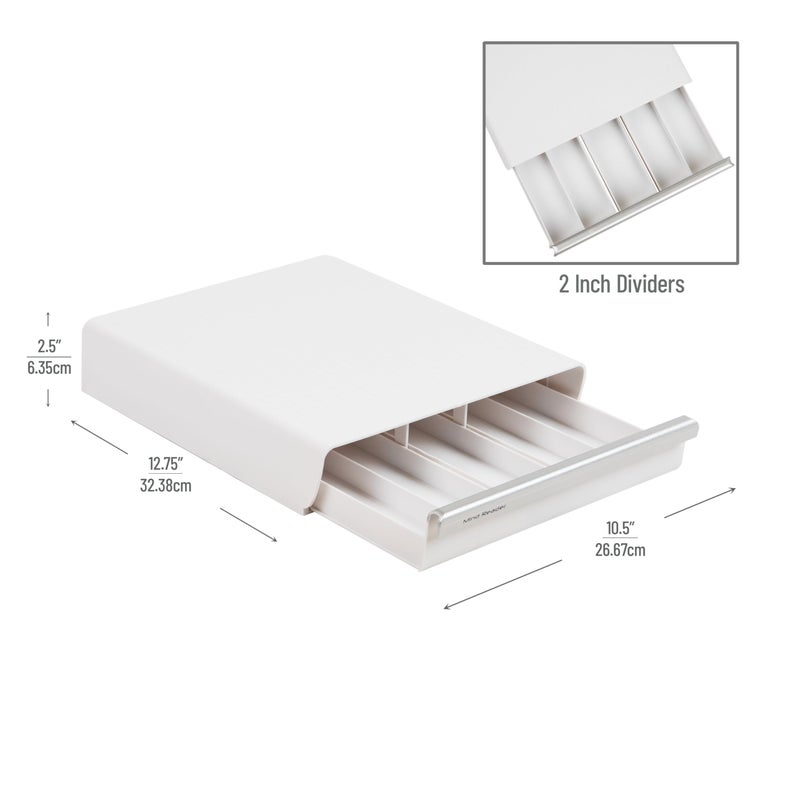 Mind Reader Single Serve Coffee Pod Drawer, 30 Pod Capacity, Countertop Organizer, 10.5"L x 12.75"W x 2.5"H, White - Image 3